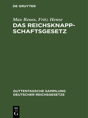 cover image of Das Reichsknappschaftsgesetz